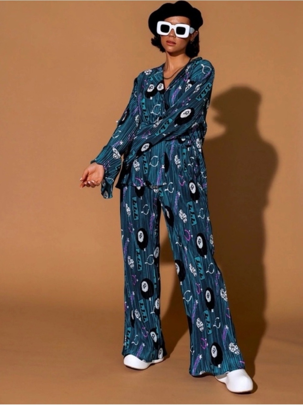 Dressed in LALA Teal Striped 8-Ball & Dice playsuit - Picture 2 of 6